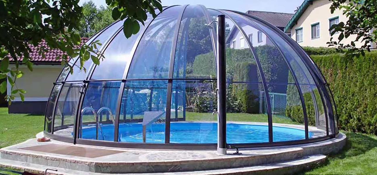 Swimming pool domes and hot tub