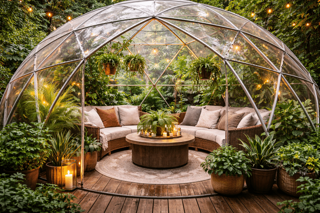 6 Ideas for Outside Patios That Redefine Outdoor Living with Domes 4 Greenhouse Domes