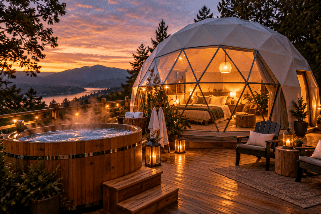 5 Glamping Dome Amenities That Boost Airbnb Nightly Rates by 40% 1 Glamping dome with a hot tub